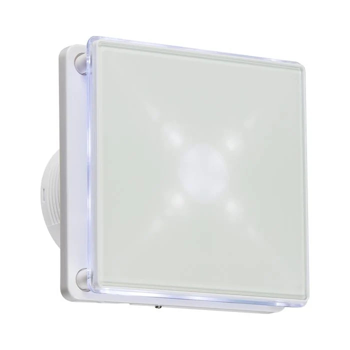 100mm/4 inch LED Backlit Extractor Fan with Overrun Timer - White