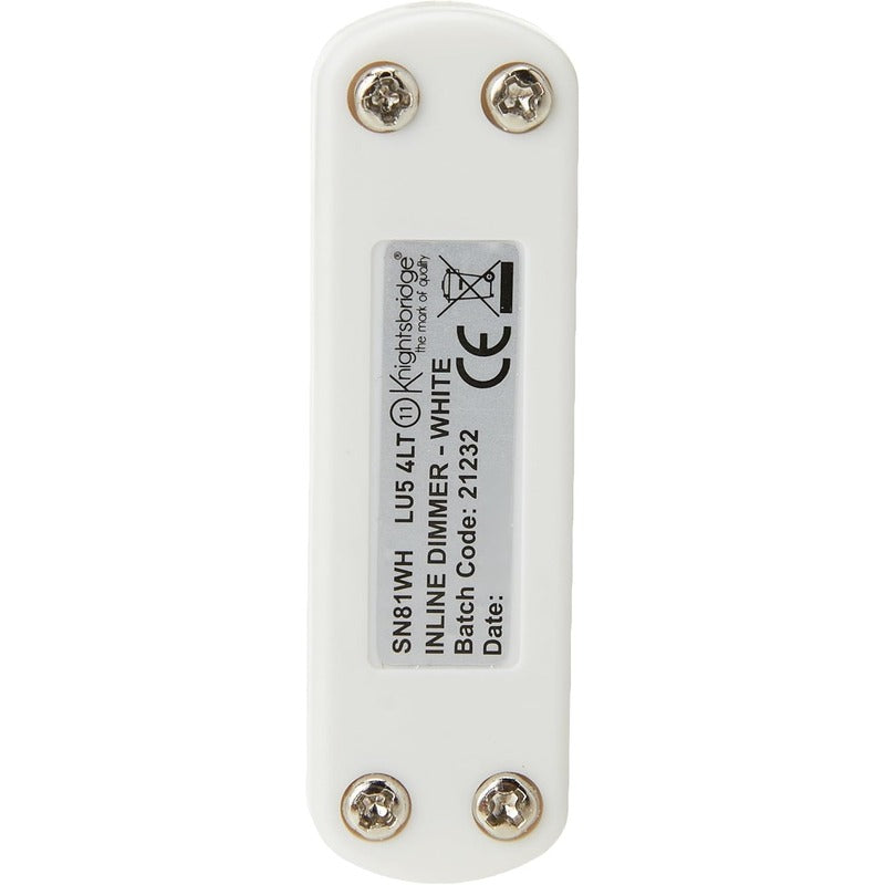 Knightsbridge 1-60W 1-25W LED Rewireable Inline Cord Dimmer - White SN81WH UK
