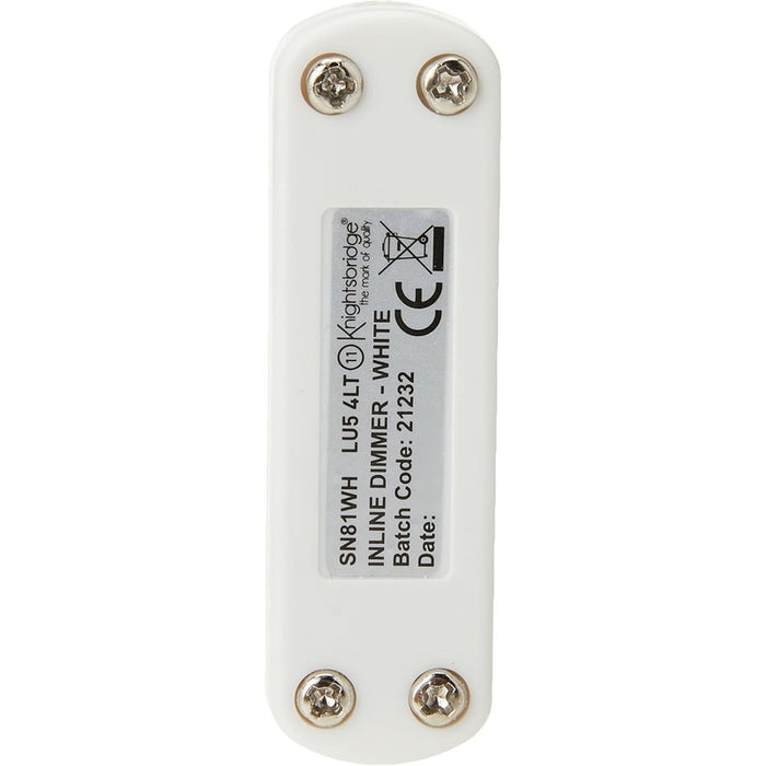 Knightsbridge 1-60W 1-25W LED Rewireable Inline Cord Dimmer - White SN81WH UK