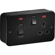 Knightsbridge Metal Clad 2G 45A DP Cooker Switch and 13A Switched Socket with Neons
