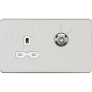 Knightsbridge 13A DP Key Lockable Socket 2G Plate UK