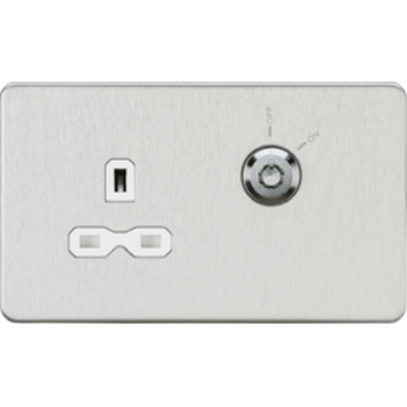 Knightsbridge 13A DP Key Lockable Socket 2G Plate UK