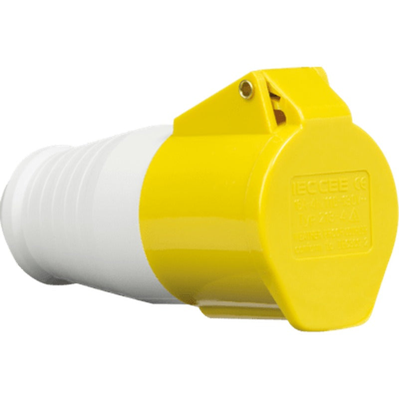 Knightsbridge 110V IP44 16A 2P+E 3 Way Splitter - Yellow UK