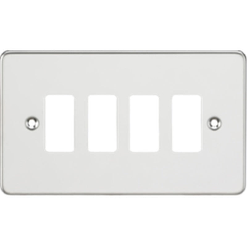 Knightsbridge Flat plate 4G Grid Faceplate - Polished Chrome UK