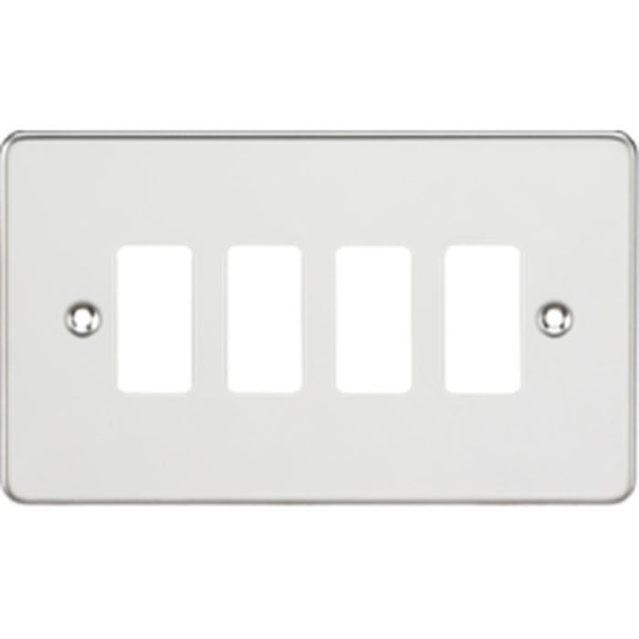 Knightsbridge Flat plate 4G Grid Faceplate - Polished Chrome