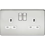 Knightsbridge 13A 1G DP Switched Socket - Polished Chrome with White Insert UK