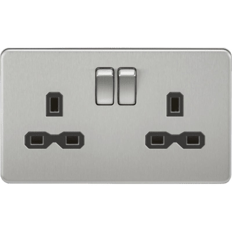 Knightsbridge 5A Unswitched Round Socket - Matt White UK