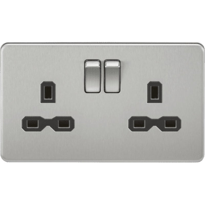 Knightsbridge 5A Unswitched Round Socket - Matt White UK