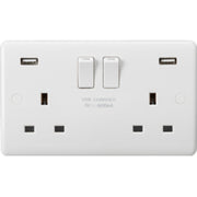 Knightsbridge 13A 2G DP Switched Socket with Dual USB A+A 5V DC 4.8A shared UK