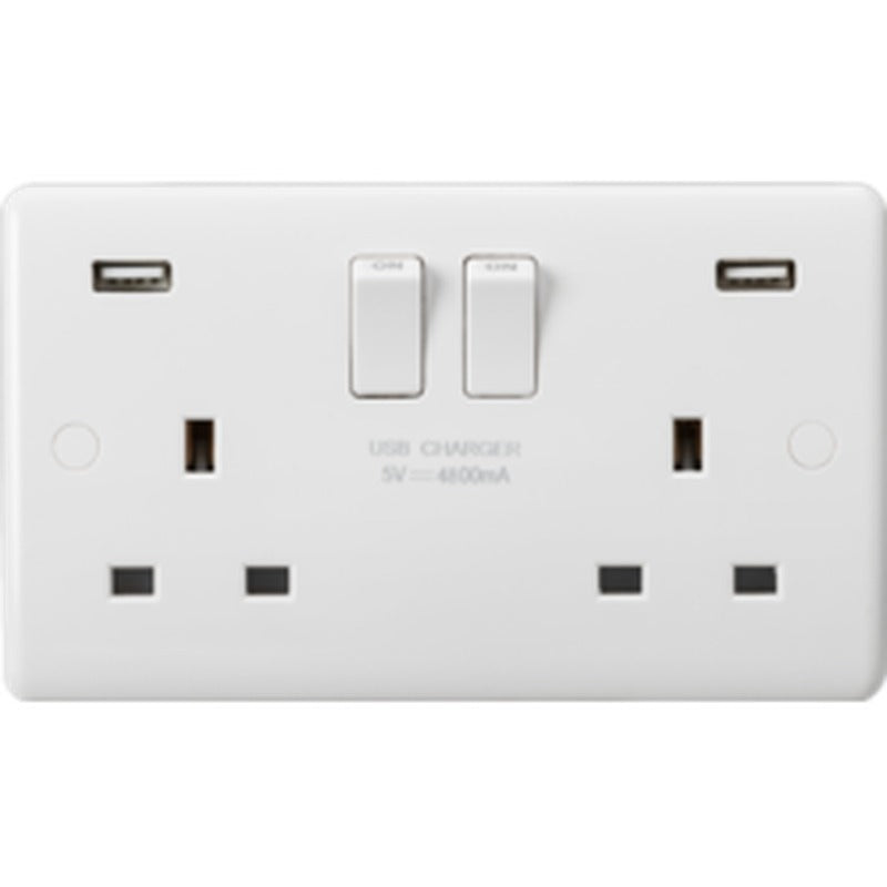 Knightsbridge 13A 2G DP Switched Socket with Dual USB A+A 5V DC 4.8A shared UK
