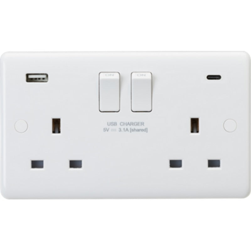 Knightsbridge 13A 2G DP Switched Socket with Dual USB A+A 5V DC 4.8A shared UK