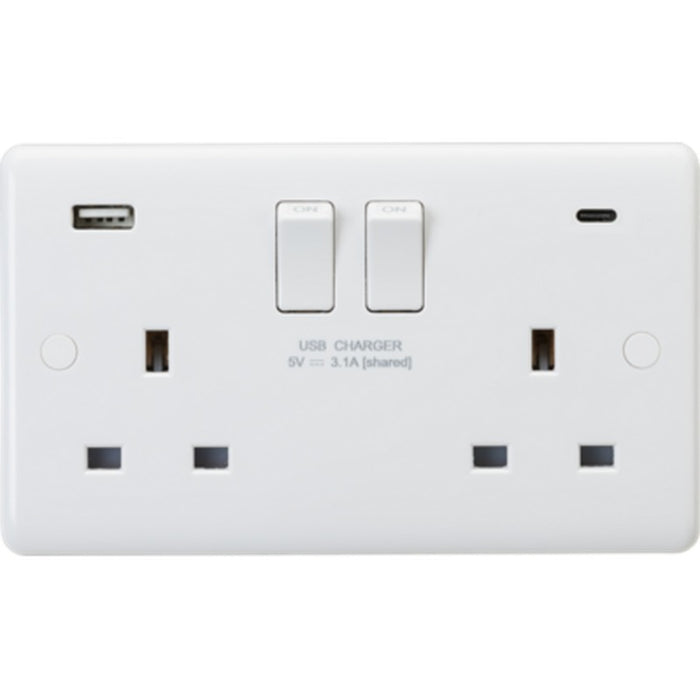 Knightsbridge 13A 2G DP Switched Socket with Dual USB A+A 5V DC 4.8A shared UK