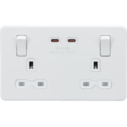 Knightsbridge 13A 2G SP Switched Socket with Dual USB A+C 5V DC 4.0A shared - Matt White with White Insert