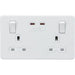 Knightsbridge 13A 2G SP Switched Socket with Dual USB A+C 5V DC 4.0A shared - Matt White with White Insert