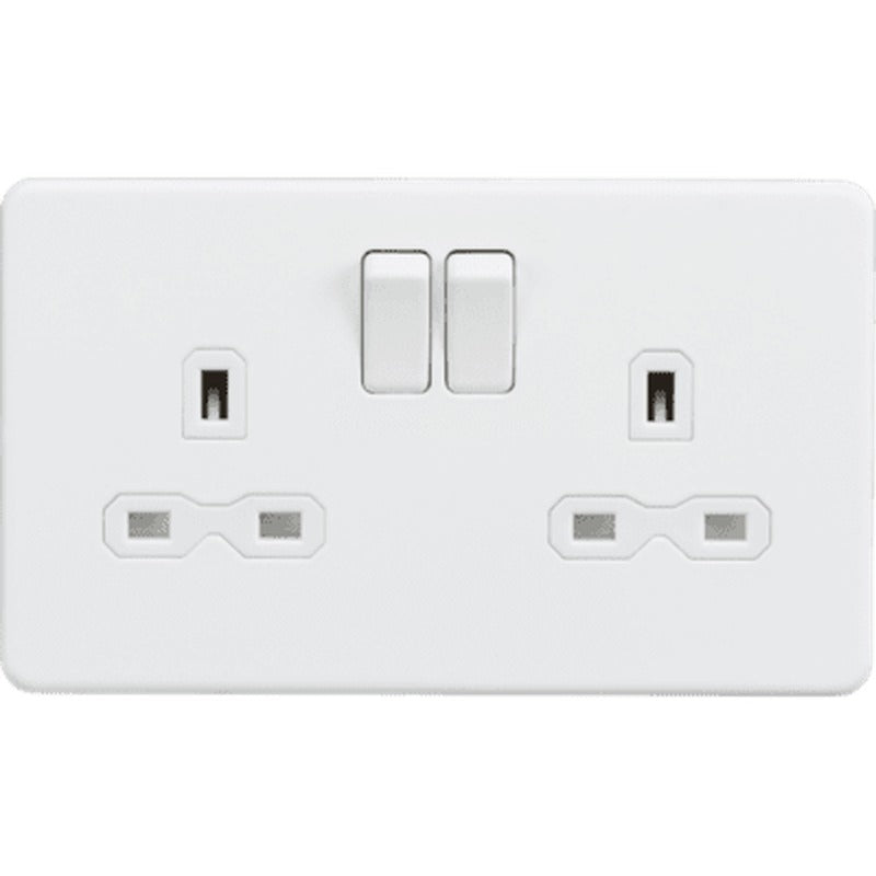 Knightsbridge 13A 2G SP Switched Socket with Dual USB A+C 5V DC 4.0A shared - Matt White with White Insert