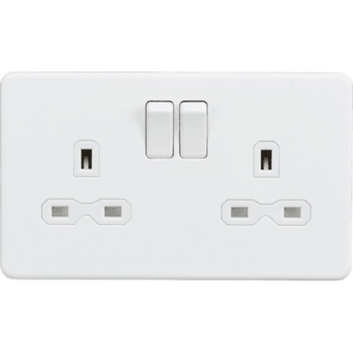 Knightsbridge 13A 2G SP Switched Socket with Dual USB A+C 5V DC 4.0A shared - Matt White with White Insert