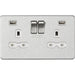 Knightsbridge 13A 2G SP Switched Socket with Dual USB A+A 5V DC 2.4A shared - Brushed Chrome with White Insert