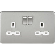 Knightsbridge 13A 2G SP Switched Socket with Dual USB A+A 5V DC 2.4A shared - Brushed Chrome with White Insert