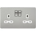 Knightsbridge 13A 2G SP Switched Socket with Dual USB A+A 5V DC 2.4A shared - Brushed Chrome with White Insert