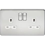 Knightsbridge 13A 2G DP Switched Socket with Twin Earths - Polished Chrome with Black Insert