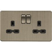 Knightsbridge 13A 1G DP Switched Socket - Matt Black with Black Insert UK