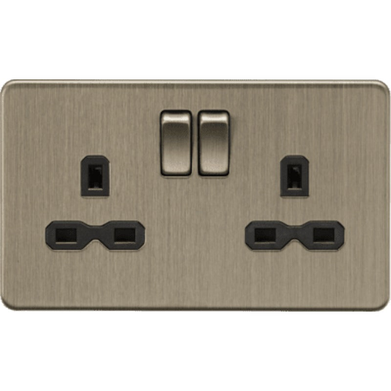 Knightsbridge 13A 1G DP Switched Socket - Matt Black with Black Insert UK