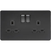 Knightsbridge 10AX 2G 2-way Switch - Matt Black with black rockers UK