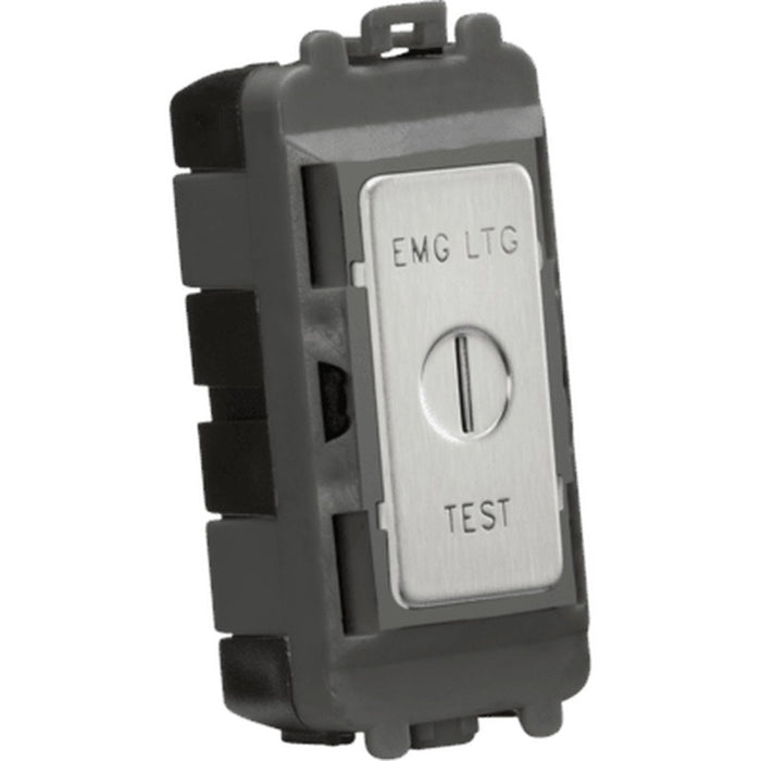 Knightsbridge 1G Grid Faceplate Rounded Edge Brushed Chrome UK