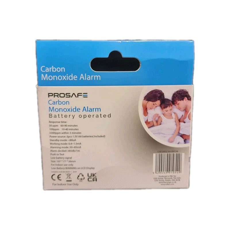 Prosafe Carbon Monoxide Alarm with LCD Digital Display Battery Operated
