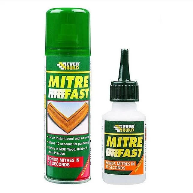 Everbuild Mitre Fast Bonding Kit, Clear (50g Adhesive & 200ml Aerosol Activator)
