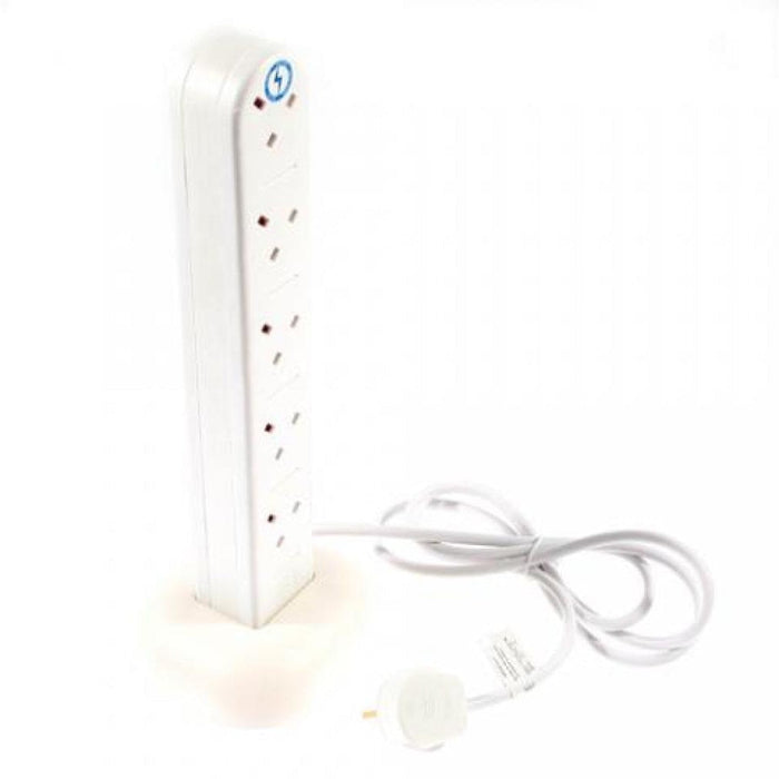 SMJ 10-Socket Mini Surge Tower Extension Lead 2M White S10WTTB