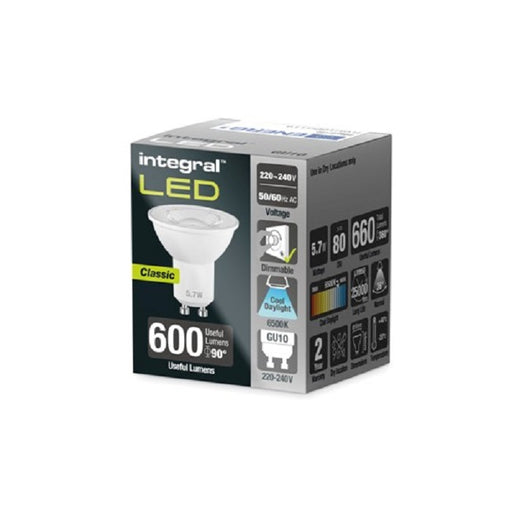 Integral GU10 640Lm 6W 6500K Dimmable