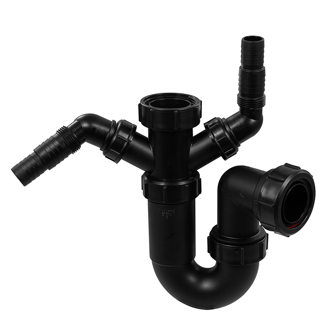 WM11-BL - McAlpine - 1.5" Washing Machine Trap 2 Inlet - Black