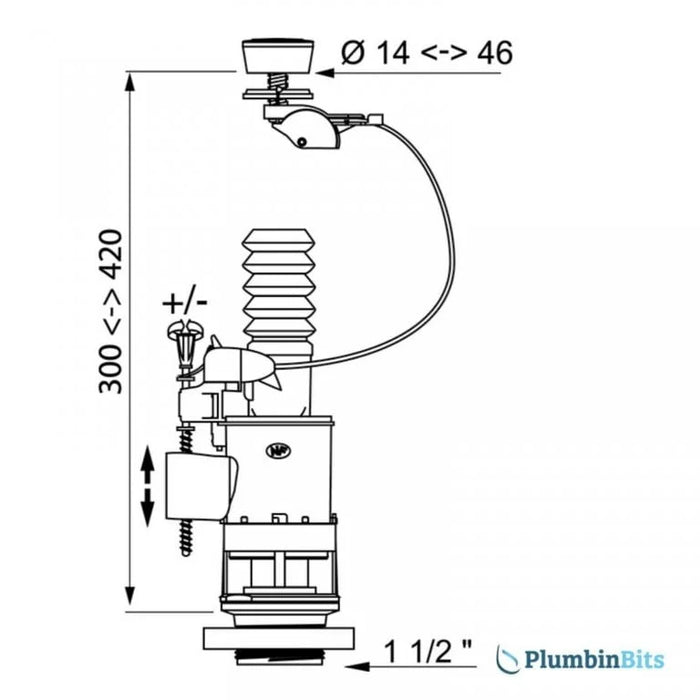 Wirquin 10120446 Jollyflush Cable Operated Dual Flush Valve & Push Button